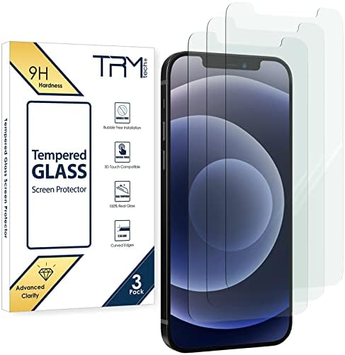 TRM TECH Ekran Koruyucu Temperli Cam iPhone 12/12 Pro (6.1 inç, 2020) Kasa Dostu, Kolay Kurulum, Çizilmez, Kabarcıksız,